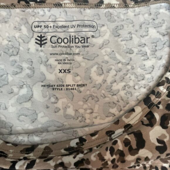 Coolibar Women's XXS Heyday Side-Split Shirt Long Sleeve Leopard Print UPF UV 50 - Picture 3 of 7